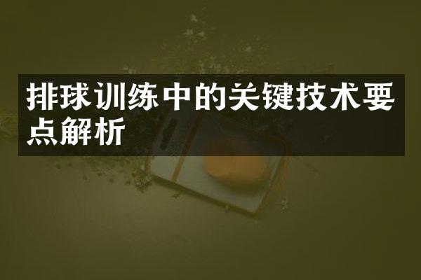 排球训练中的关键技术要点解析