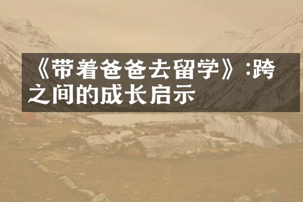 《带着爸爸去留学》:跨代之间的成长启示