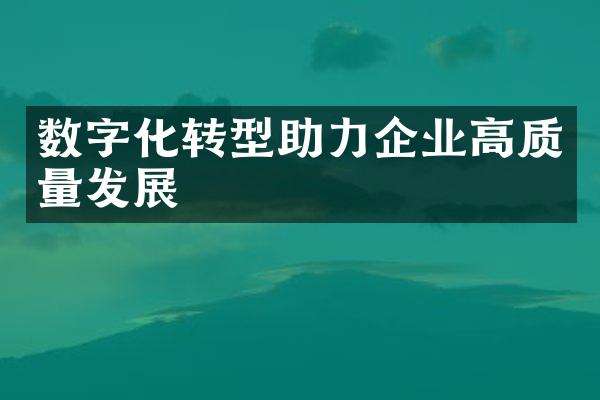 数字化转型助力企业高质量发展