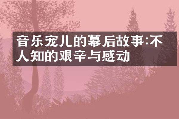 音乐宠儿的幕后故事:不为人知的艰辛与感动