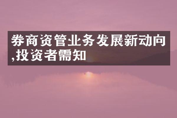 券商资管业务发展新动向,投资者需知