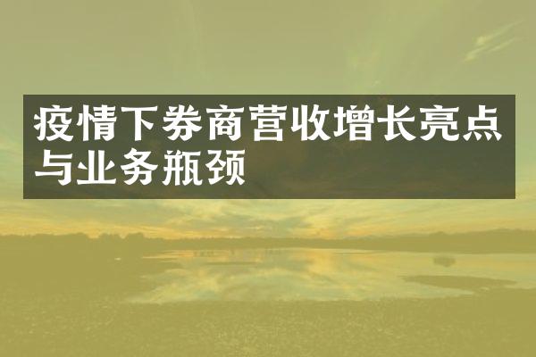 疫情下券商营收增长亮点与业务瓶颈