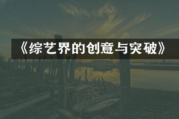 《综艺界的创意与突破》