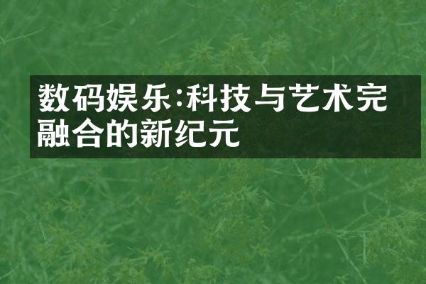 数码娱乐:科技与艺术完美融合的新纪元