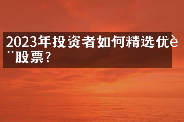 2023年投资者如何精选优质股票?