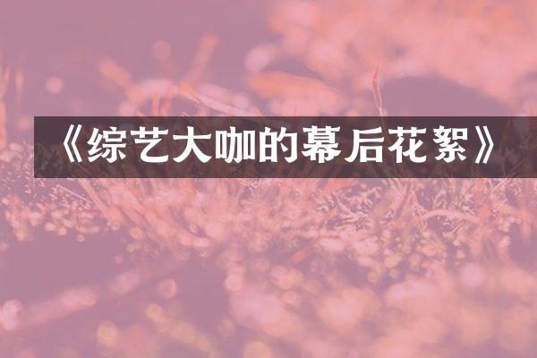 《综艺咖的幕后花絮》