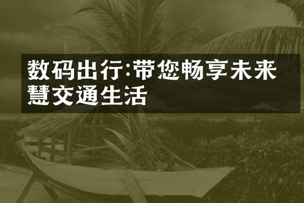 数码出行:带您畅享未来智慧交通生活