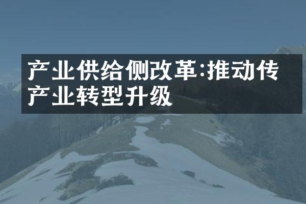 产业供给侧改革:推动传统产业转型升级