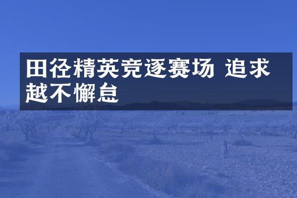 田径精英竞逐赛场 追求卓越不懈怠