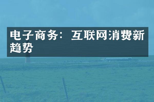 电子商务：互联网消费新趋势