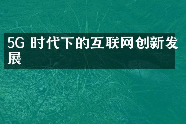 5G 时代下的互联网创新发展