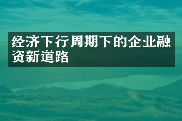 经济下行周期下的企业融资新道路