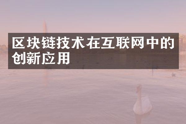 区块链技术在互联网中的创新应用