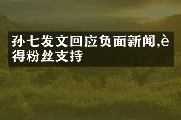 孙七发文回应负面新闻,赢得粉丝支持