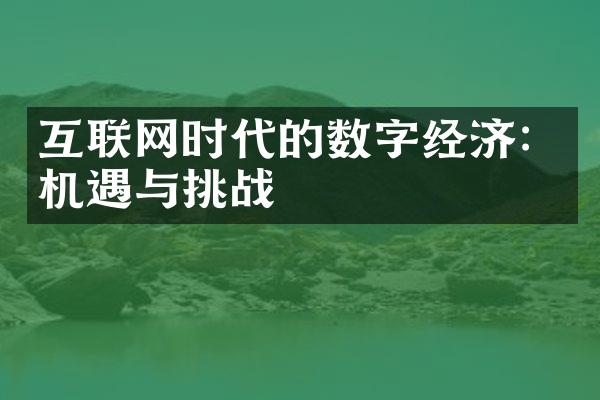 互联网时代的数字经济：机遇与挑战