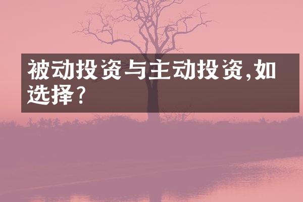 被动投资与主动投资,如何选择?