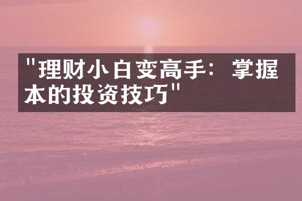 "理财小白变高手：掌握基本的投资技巧"