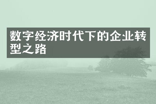 数字经济时代下的企业转型之路