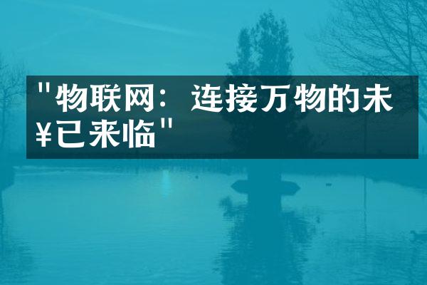 "物联网：连接万物的未来已来临"