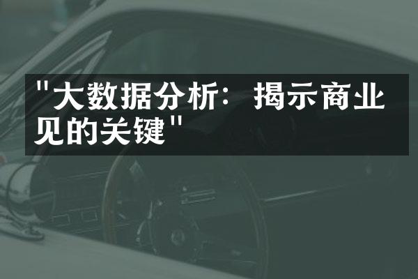 "大数据分析：揭示商业洞见的关键"