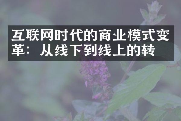 互联网时代的商业模式变革：从线下到线上的转型