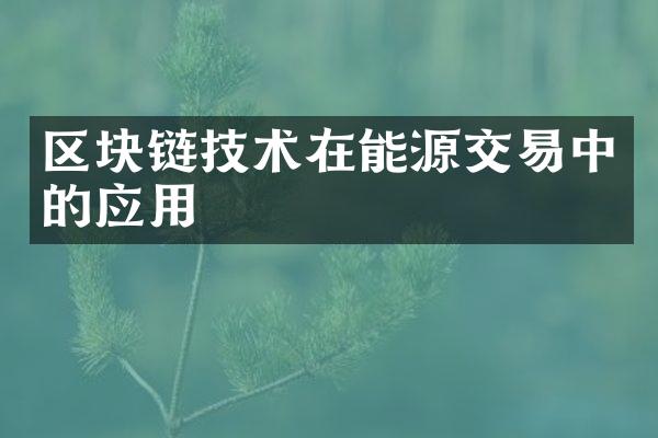 区块链技术在能源交易中的应用