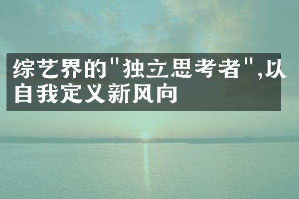 综艺界的"独立思考者",以自我定义新风向