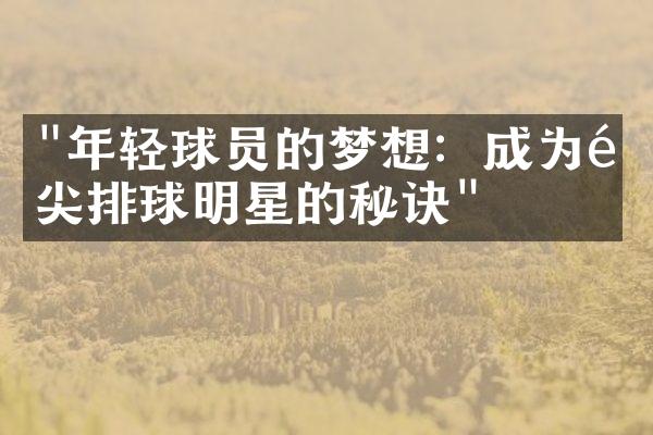 "年轻球员的梦想：成为顶尖排球明星的秘诀"