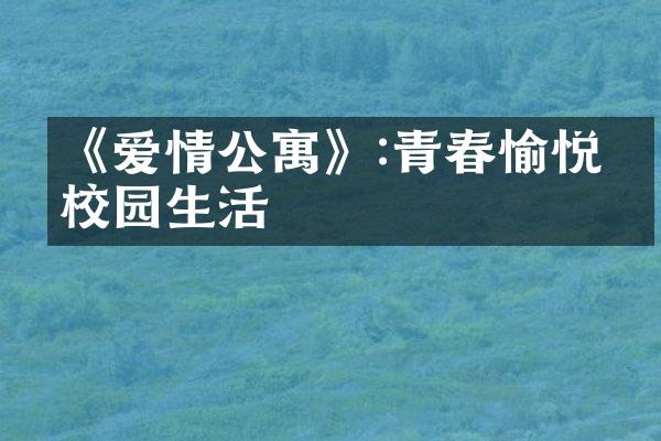 《爱情公寓》:青春愉悦的校园生活