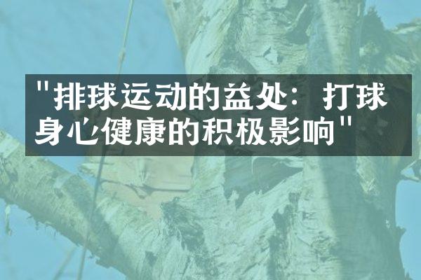 "排球运动的益处：打球对身心健康的积极影响"