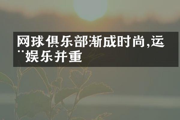 网球俱乐部渐成时尚,运动娱乐并重