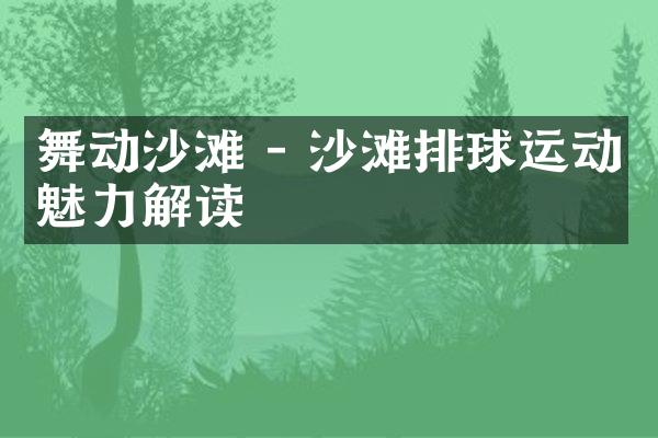 舞动沙滩 - 沙滩排球运动魅力解读