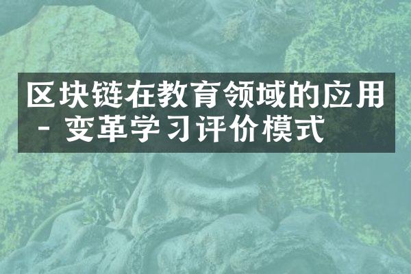 区块链在教育领域的应用 - 变革学习评价模式