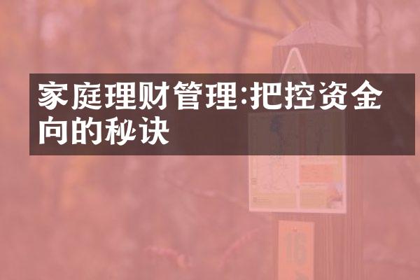 家庭理财管理:把控资金流向的秘诀