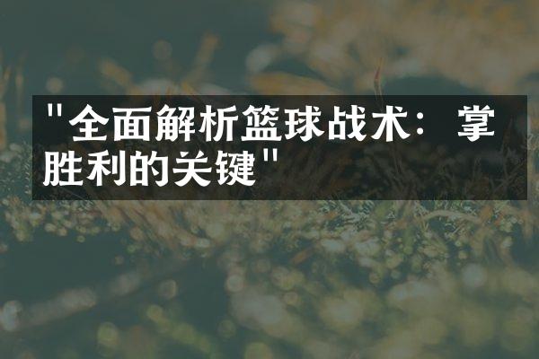 "全面解析篮球战术：掌握胜利的关键"