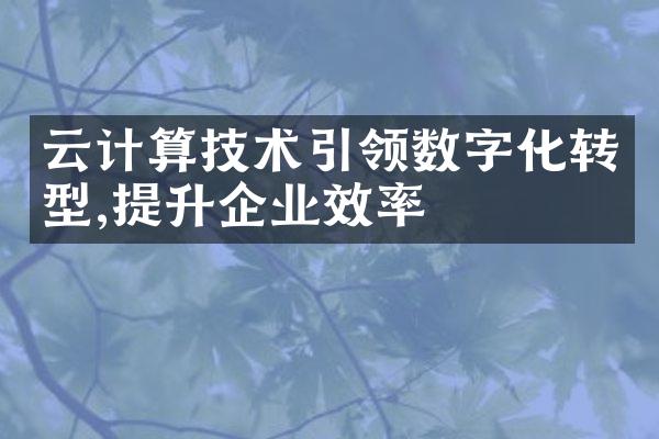 云计算技术引领数字化转型,提升企业效率