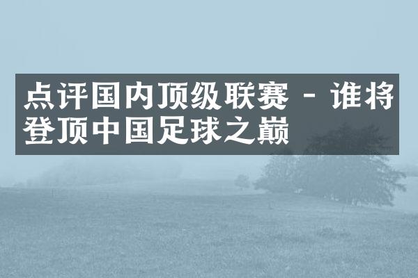 点评国内顶级联赛 - 谁将登顶中国足球之巅