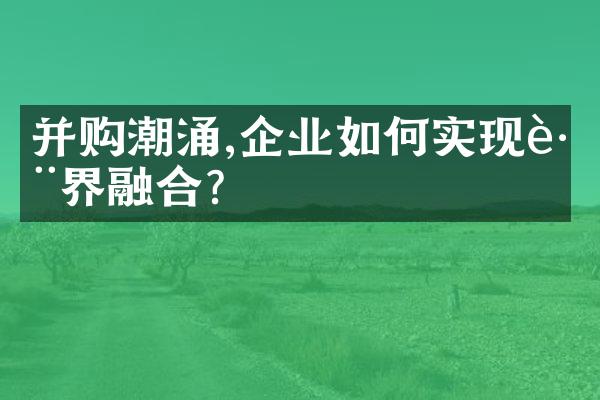 并购潮涌,企业如何实现跨界融合?