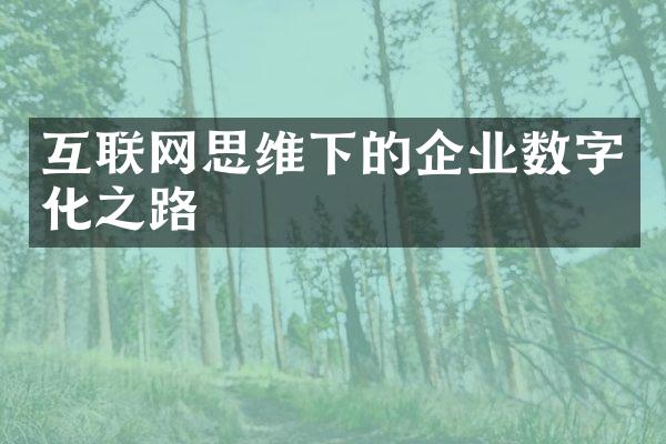 互联网思维下的企业数字化之路