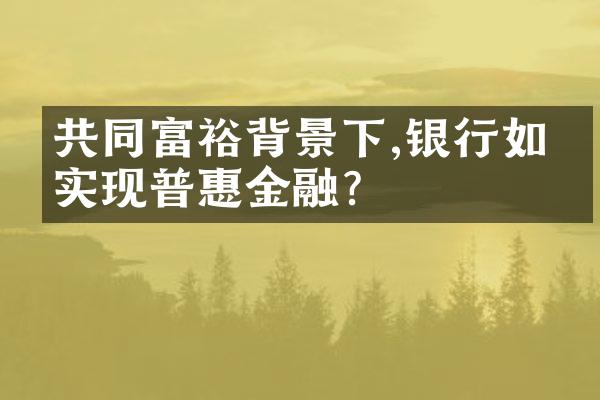 共同富裕背景下,银行如何实现普惠金融?