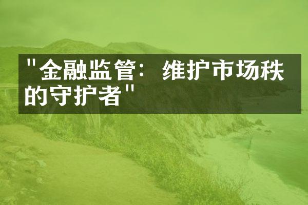 "金融监管：维护市场秩序的守护者"