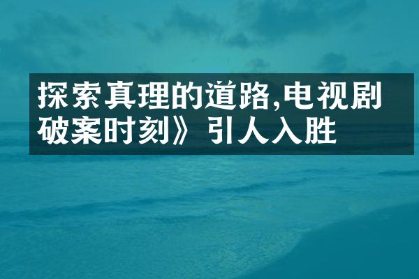 探索真理的道路,电视剧《破案时刻》引人入胜