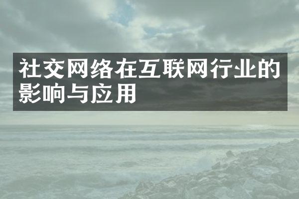 社交网络在互联网行业的影响与应用