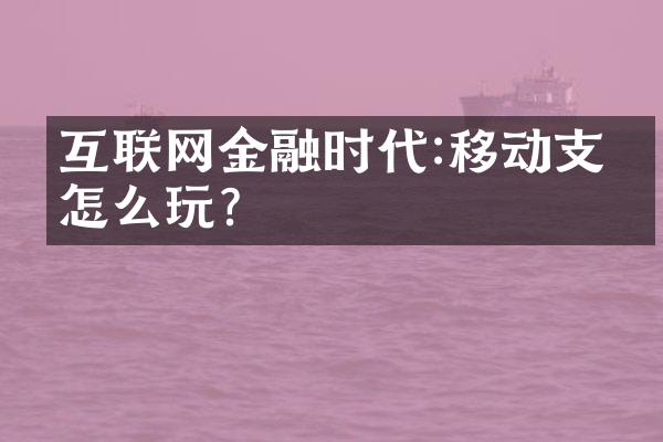 互联网金融时代:移动支付怎么玩?