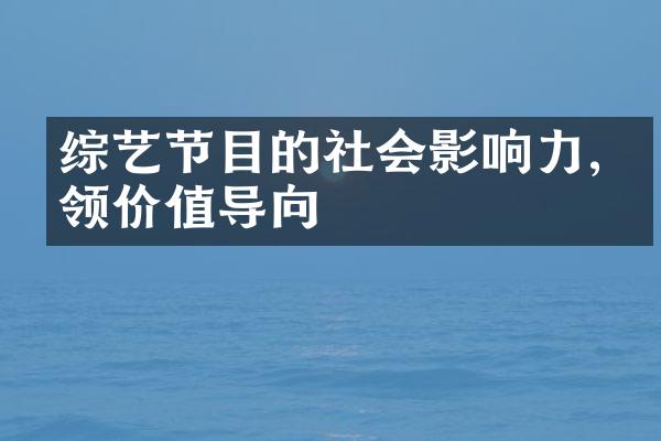 综艺节目的社会影响力,引领价值导向