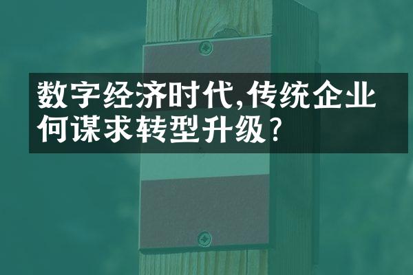 数字经济时代,传统企业如何谋求转型升级?