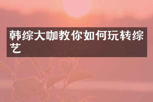 韩综大咖教你如何玩转综艺