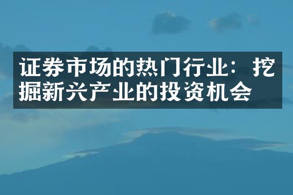 证券市场的热门行业：挖掘新兴产业的投资机会