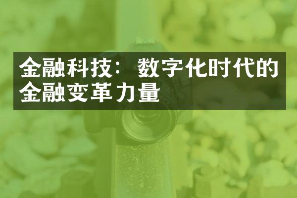 金融科技：数字化时代的金融变革力量