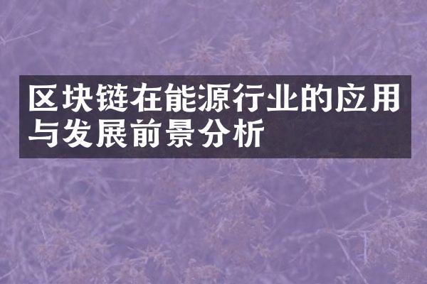 区块链在能源行业的应用与发展前景分析